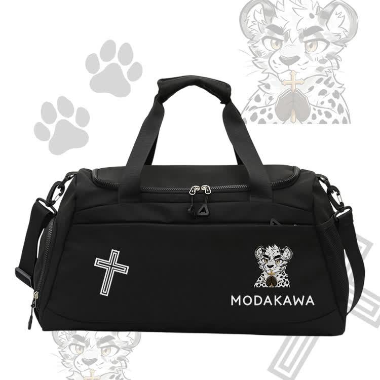 Leopard Holding Cross Graphic Modakawa Large Capacity Sports Gym Duffel Bag - Black - 55*28*26 cm - image 6