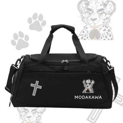 Leopard Holding Cross Graphic Modakawa Large Capacity Sports Gym Duffel Bag - Black - 55*28*26 cm - image 6