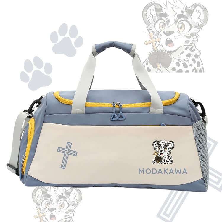 Leopard Cross Graphic Modakawa Large Capacity Sports Gym Duffel Bag - Blue - 55*28*26 cm - image 3
