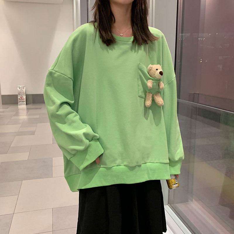 Girlfriend Boyfriend Bear Pocket Sweatshirt - Green - 2XL - image 7