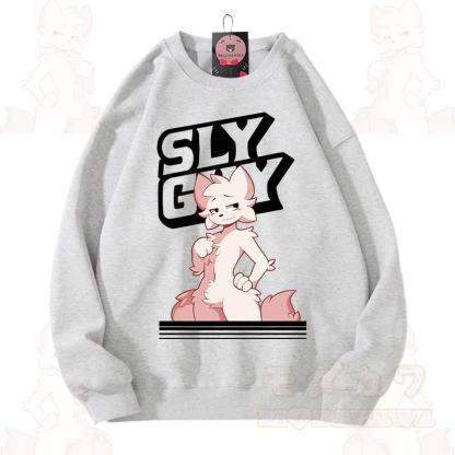MODAKAWA X zarckets SLY GUY Cute Fox Graphic Unisex Sweatshirt - Grey - 3XL - image 10