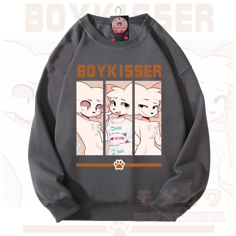 MODAKAWA X zarckets BOYKISSER Fox Graphic Unisex Sweatshirt - Dark Grey - 3XL - image 8
