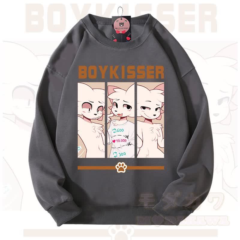 MODAKAWA X zarckets BOYKISSER Fox Graphic Unisex Sweatshirt - Dark Grey - 3XL - image 8