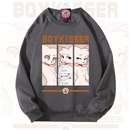 MODAKAWA X zarckets BOYKISSER Fox Graphic Unisex Sweatshirt - Dark Grey - 3XL - image 8
