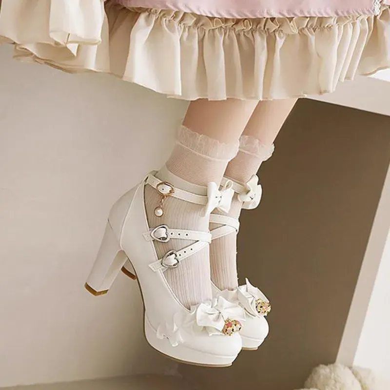 Sweet Lace Bow Lolita Mary Janes Shoes - image 5