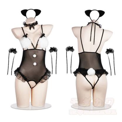 Sexy Lace Furry Catwoman Bodysuit Costume Set - image 10