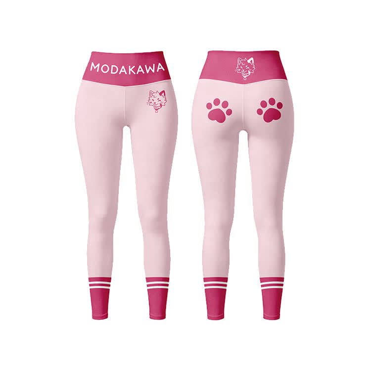 Kitty Graphic Sports Bra Top Leggings Modakawa Matching Outfit - Pink Leggings - 5XL - image 8