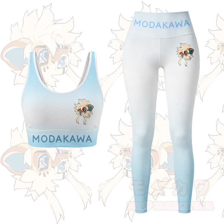 MODAKAWA X TiramisuRat Fluffy Rat Graphic Gradient Sports Bra Top Leggings Matching Outfit - Blue Set - 5XL - image 11