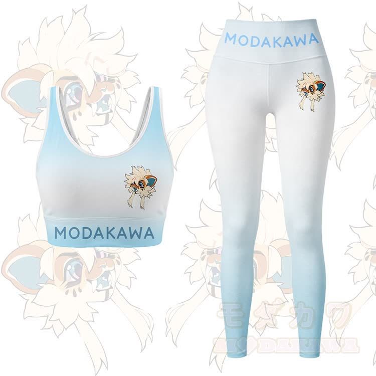 MODAKAWA X TiramisuRat Fluffy Rat Graphic Gradient Sports Bra Top Leggings Matching Outfit - Blue Set - 5XL - image 11