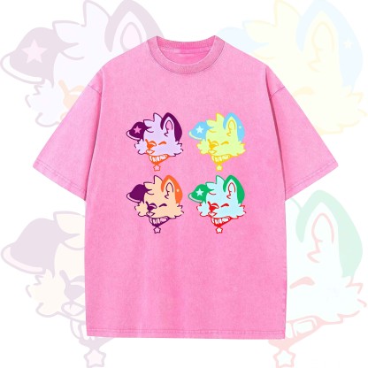 MODAKAWA Cute Puppy Graphic Vintage Washed T-shirt - Pink - 5XL - image 5