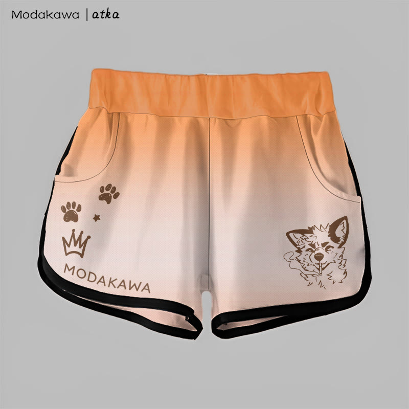 MODAKAWA X atka Gradient Smoking Fox Graphic Shorts - Orange - 5XL - image 4