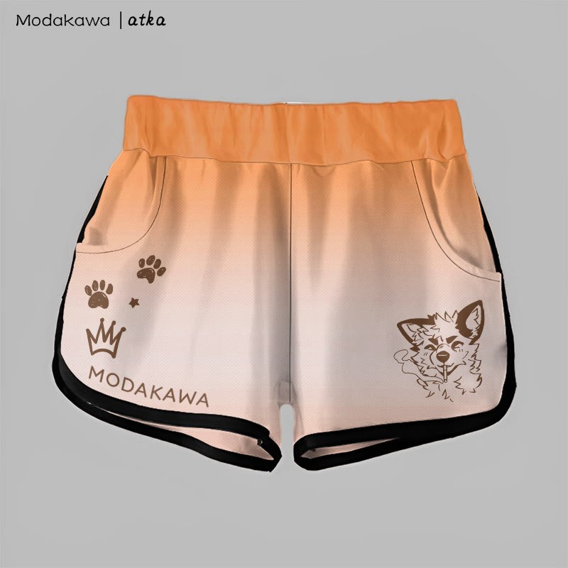 MODAKAWA X atka Gradient Smoking Fox Graphic Shorts - Orange - 5XL - image 4