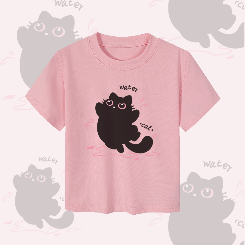 MODAKAWA Funny Black Cat Graphic Couple Top - Сгор Тор - Pink - 5XL - image 6