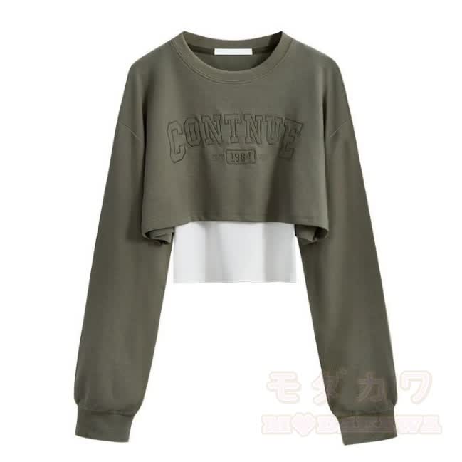 Preppy Long Sleeve Sweatshirt and Vest and Wide Leg Cargo Pants Three Pieces Set - Green Sweatshirt+Vest - 2XL - image 7