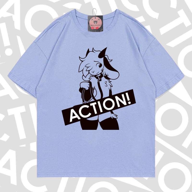 MODAKAWA X zarckets ACTION Goat Graphic 100% Cotton T-shirt - Haze blue - 5XL - image 11