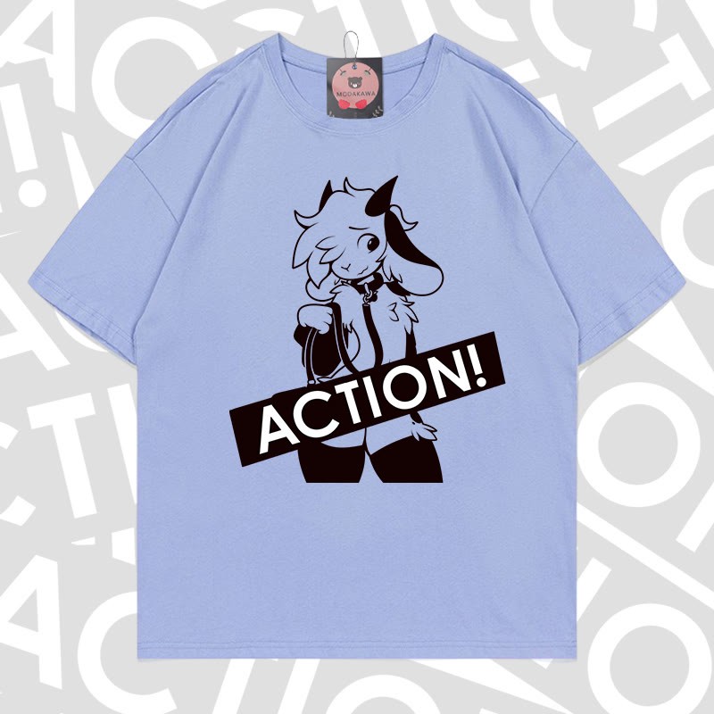 MODAKAWA X zarckets ACTION Goat Graphic 100% Cotton T-shirt - Haze blue - 5XL - image 11