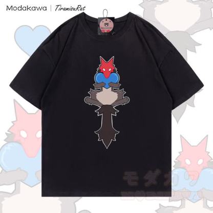 MODAKAWA X TiramisuRat Rat Heart Graphic 100% Cotton T-shirt - Black - 5XL - image 5