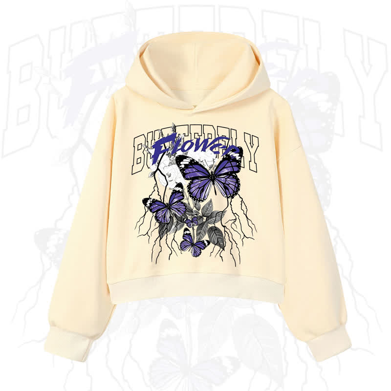 MODAKAWA BUTTERFLY FLOWER Cropped Cotton Hoodie - Yellow - 3XL - image 9