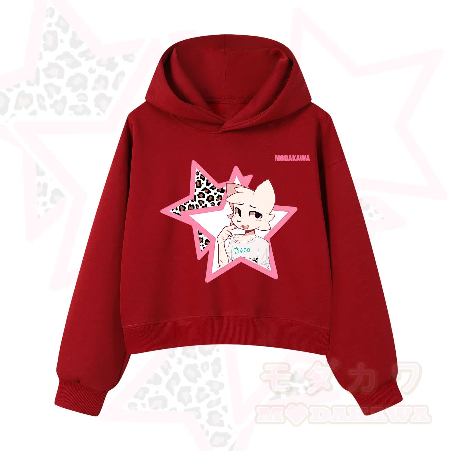 MODAKAWA X zarckets Kawaii Anime Fox Star Graphic Hoodie Sweatshirt - Red - 3XL - image 8