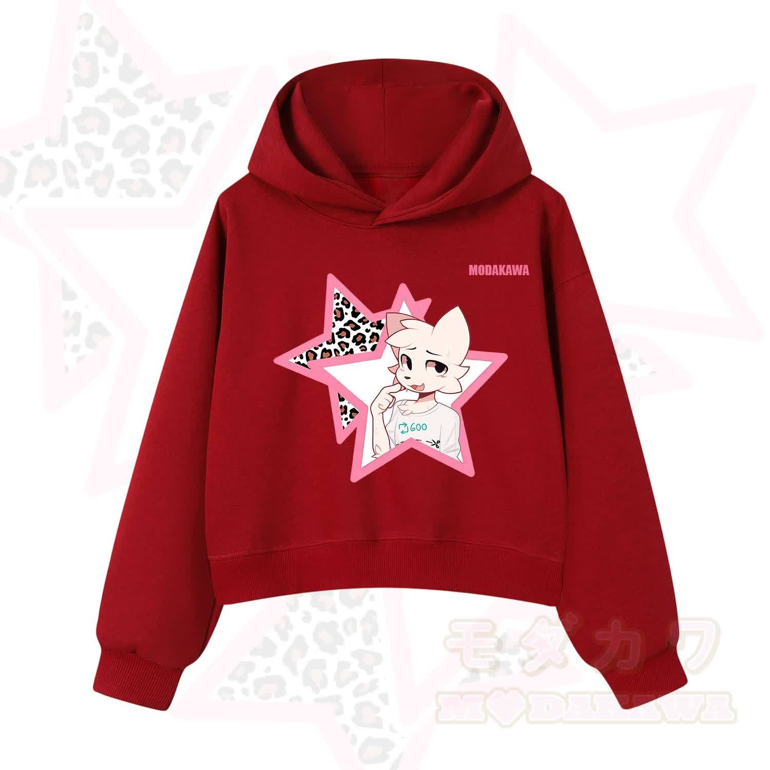  MODAKAWA X zarckets Kawaii Anime Fox Star Graphic Hoodie Sweatshirt - Red - 3XL - image 8