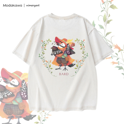 MODAKAWA X nimeryart BARD Bird Graphic Unisex Vintage Washed T-shirt - image 5