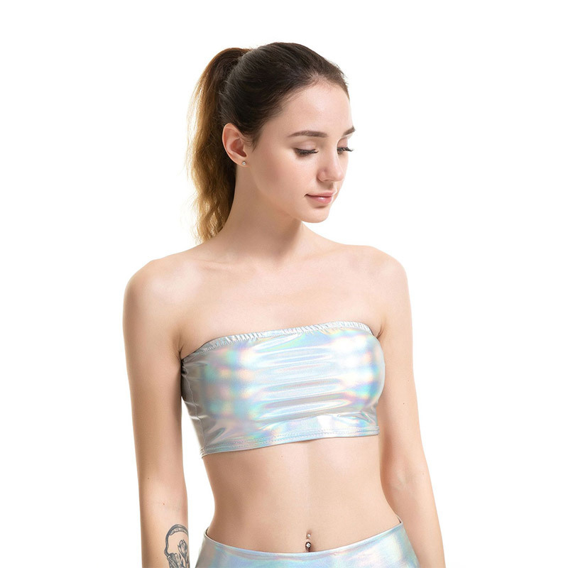 Sexy Boat Neck Strapless Top - Silver B - XXL - image 12