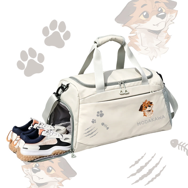 MODAKAWA X atka Anticipating Fox Graphic Large Capacity Sports Gym Duffel Bag - White - 55*28*26 cm - image 6