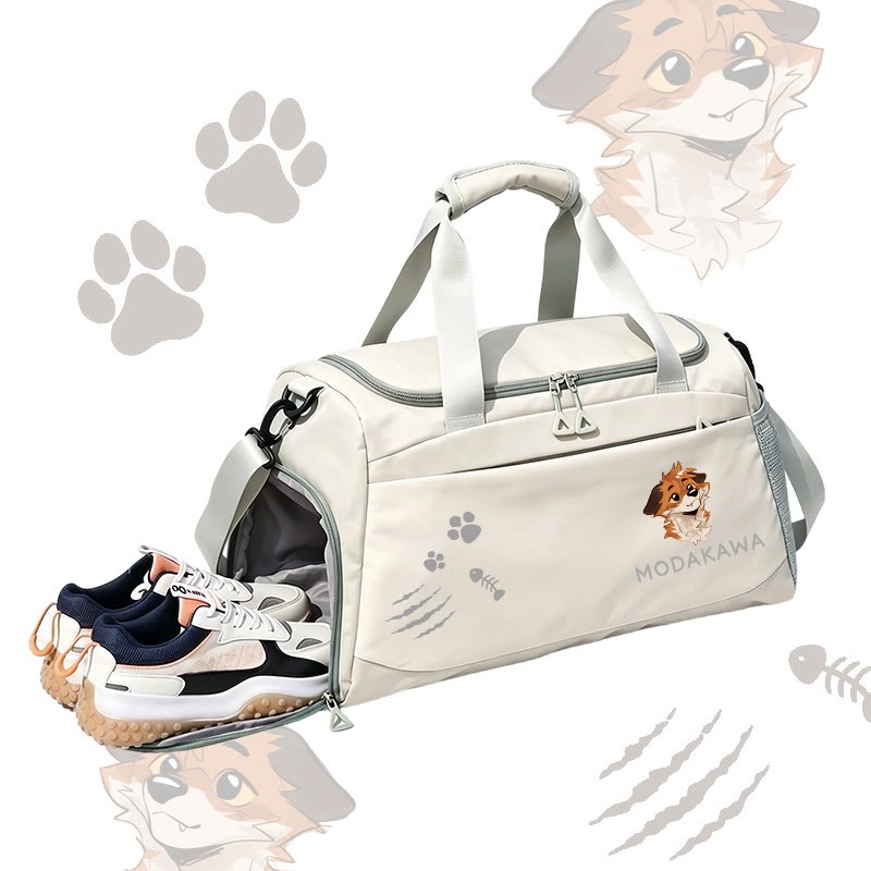 MODAKAWA X atka Anticipating Fox Graphic Large Capacity Sports Gym Duffel Bag - White - 55*28*26 cm - image 6