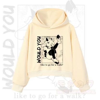 MODAKAWA X zarckets WOULD YOU Fox Graphic Cropped Cotton Hoodie - Yellow - 3XL - image 7