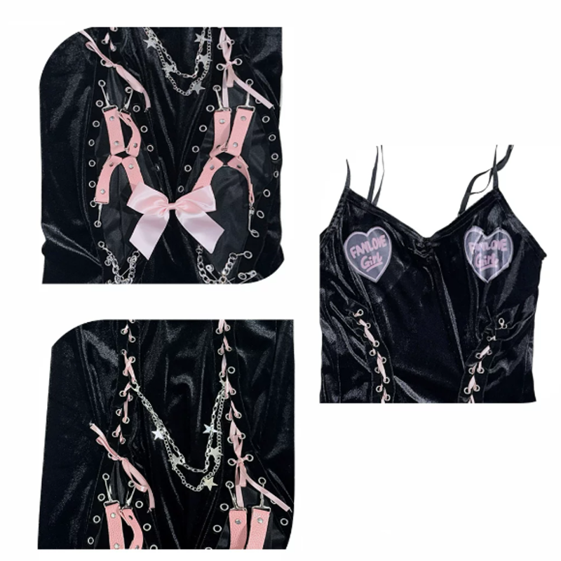 Vintage Gothic Lace Ribbon Cutout Lace-Up Dress - image 6