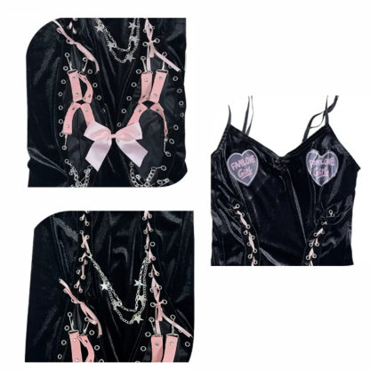 Vintage Gothic Lace Ribbon Cutout Lace-Up Dress - image 6