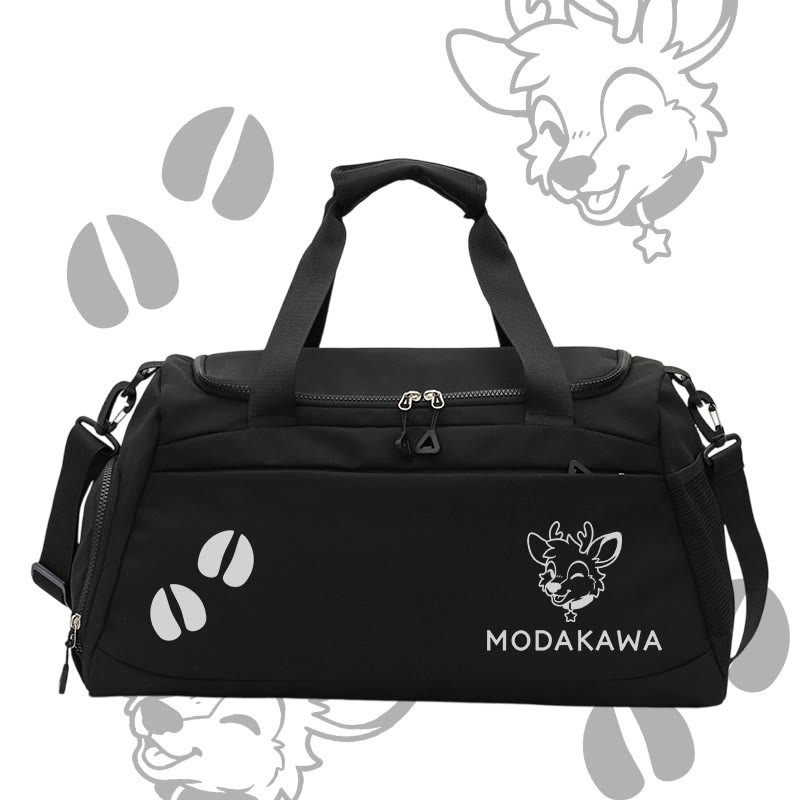 MODAKAWA X popipeko Deer Graphic Large Capacity Sports Gym Duffel Bag - Black - 55*28*26 cm - image 6