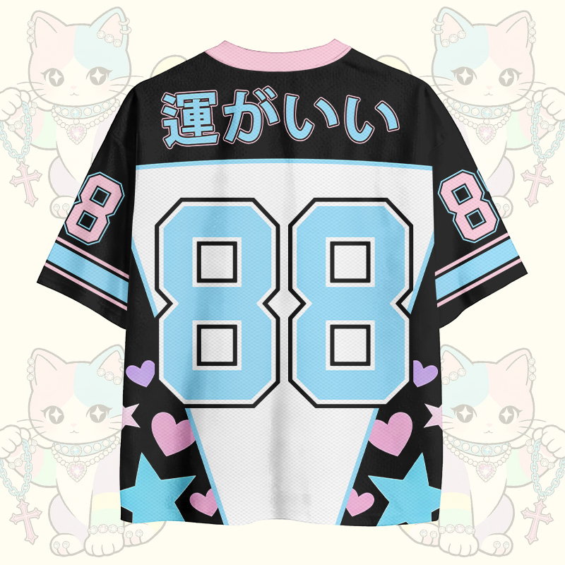 Tarot Cat Number Graphic Modakawa Vintage Mesh Jersey T-shirt - image 2