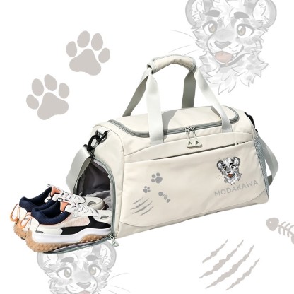 MODAKAWA X atka Cheeky Tiger Face Graphic Large Capacity Sports Gym Duffel Bag - White - 55*28*26 cm - image 5