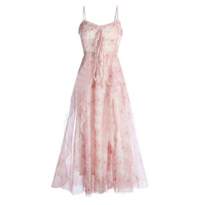 Sweet Flare Sleeve Top Floral Dress Two Pieces Set  - Dress - 4XL - image 3