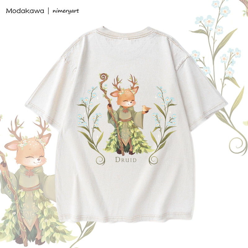 MODAKAWA X nimeryart DRUID Deer Graphic Unisex Vintage Washed T-shirt - image 6