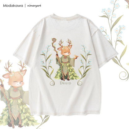 MODAKAWA X nimeryart DRUID Deer Graphic Unisex Vintage Washed T-shirt - image 6