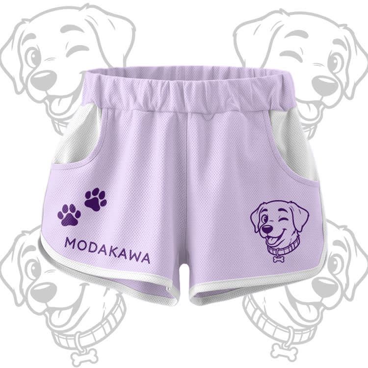 Happy Puppy Graphic Crop Tank Sport Top Shorts Bikini Modakawa Matching Outfit - Purple Shorts - 5XL - image 7
