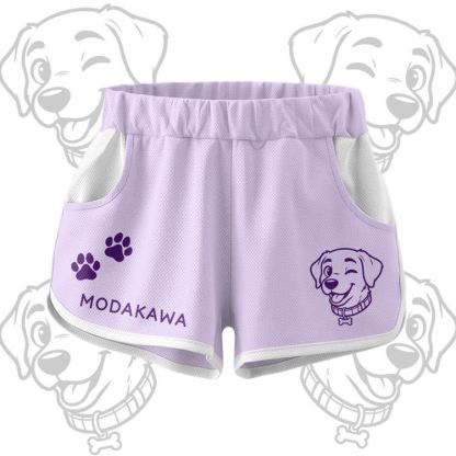 Happy Puppy Graphic Crop Tank Sport Top Shorts Bikini Modakawa Matching Outfit - Purple Shorts - 5XL - image 7
