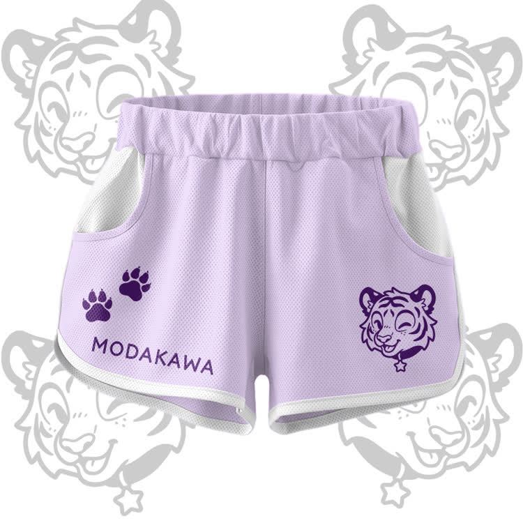 Happy Tiger Graphic Crop Tank Sport Top Shorts Bikini Modakawa Matching Outfit - Purple Shorts - 5XL - image 8