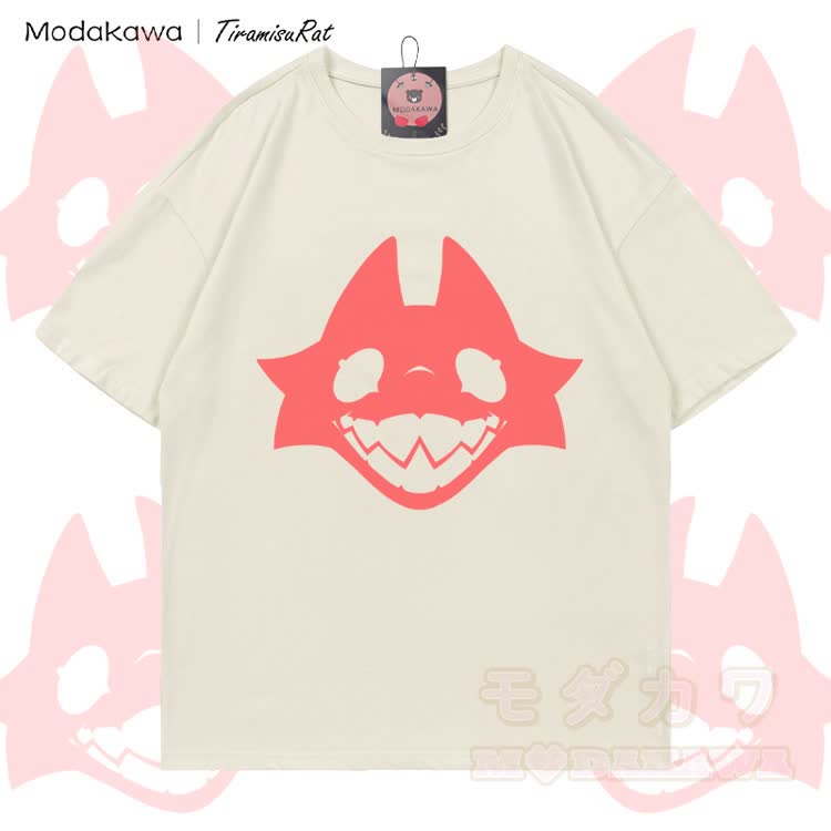 MODAKAWA X TiramisuRat Rat Face Graphic 100% Cotton T-shirt - Light Beige - 5XL - image 4