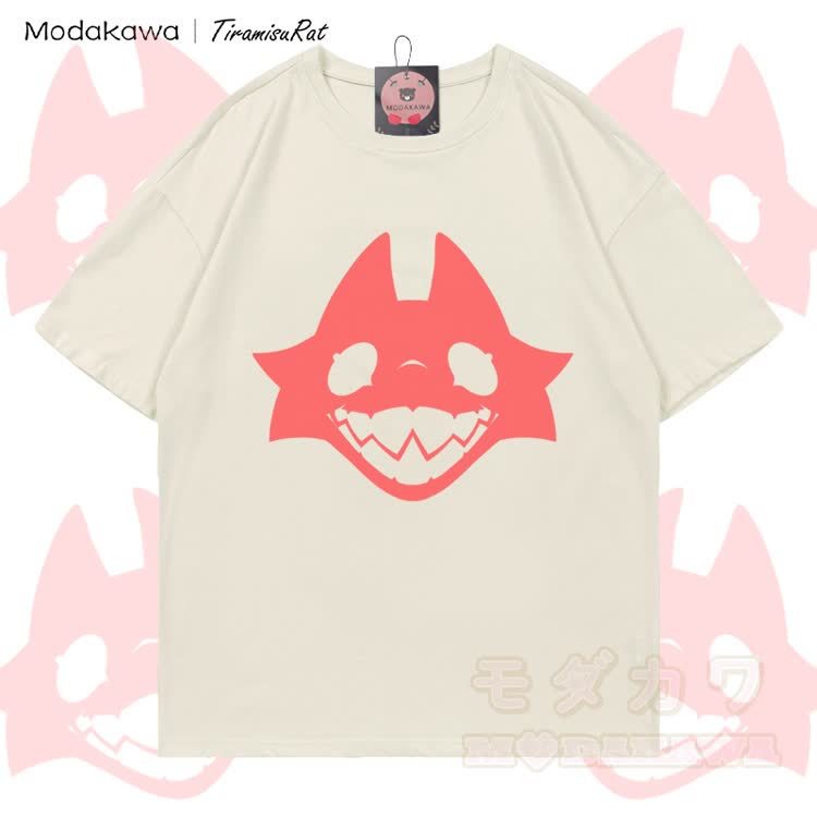 MODAKAWA X TiramisuRat Rat Face Graphic 100% Cotton T-shirt - Light Beige - 5XL - image 4