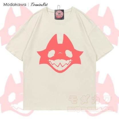 MODAKAWA X TiramisuRat Rat Face Graphic 100% Cotton T-shirt - Light Beige - 5XL - image 4
