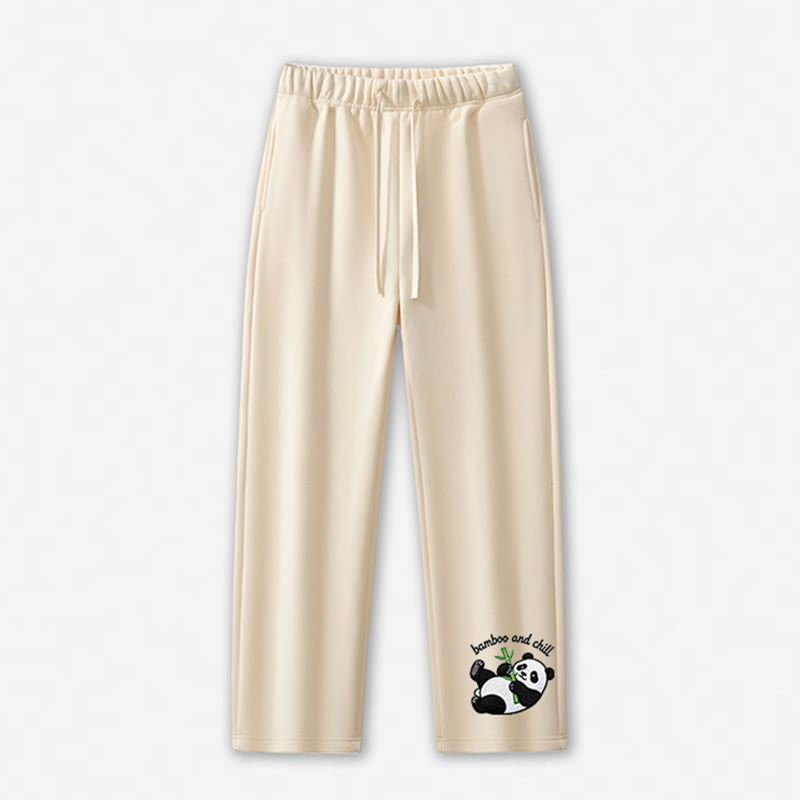 BAMBOO AND CHILL Panda Graphic Casual Pants - Apricot - 5XL - image 4