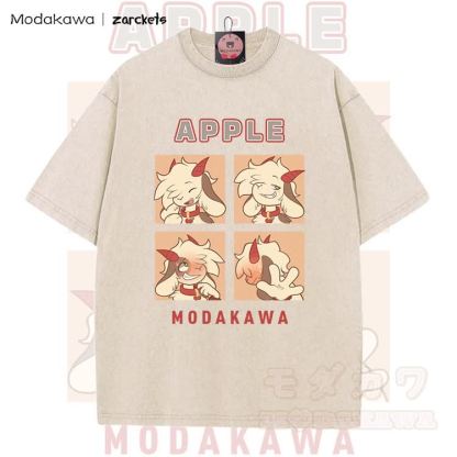 MODAKAWA X zarckets APPLE Goat Character Graphic Vintage Washed T-shirt - Apricot - 5XL - image 4