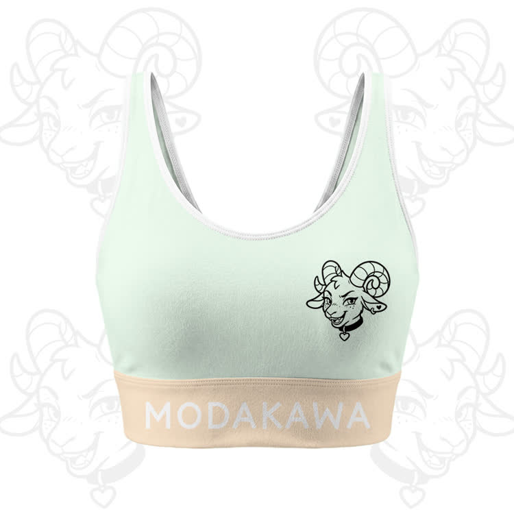 Goat Graphic Crop Tank Sport Top Shorts Modakawa Matching Outfit - Green Top - 5XL - image 5