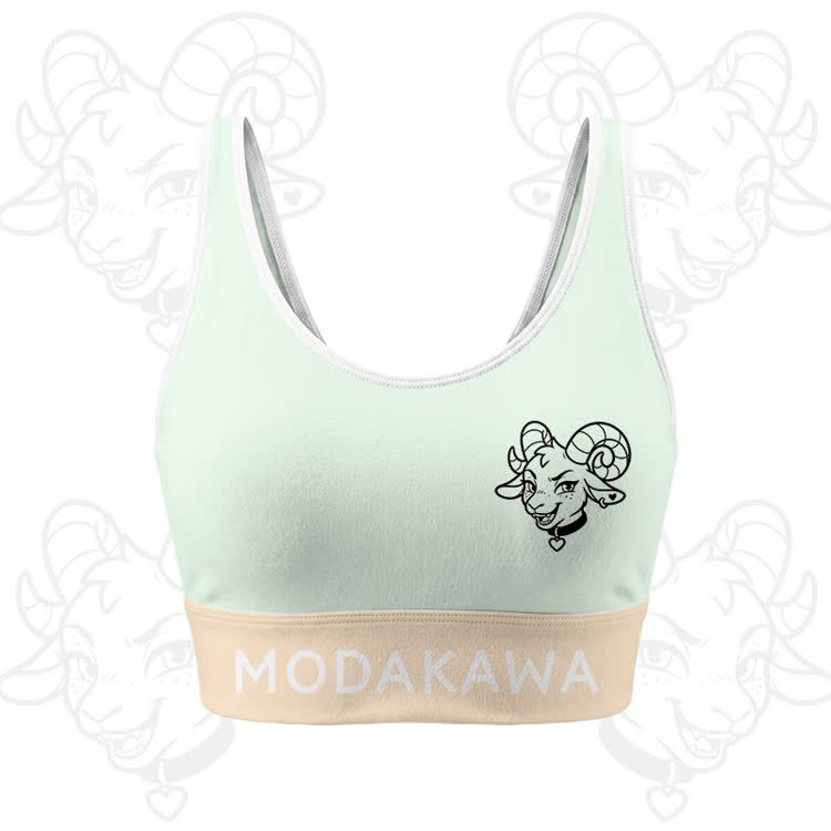 Goat Graphic Crop Tank Sport Top Shorts Modakawa Matching Outfit - Green Top - 5XL - image 5