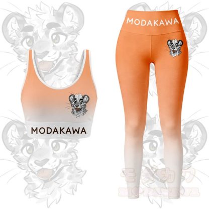 MODAKAWA X atka Tiger Graphic Gradient Sports Bra Top Leggings Matching Outfit - Orange Set - 5XL - image 12