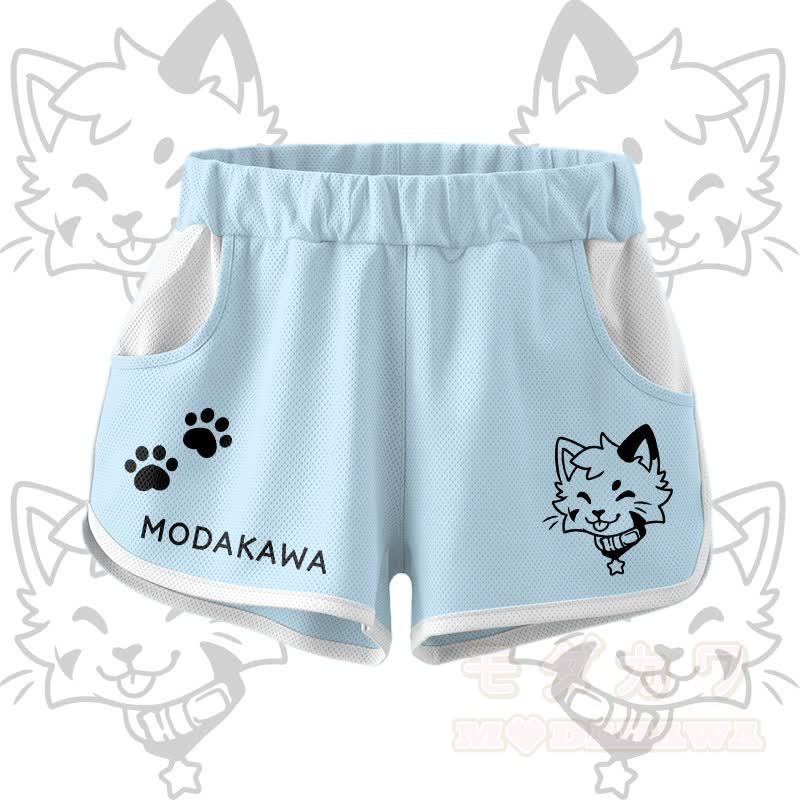 Kitty Graphic Crop Tank Sport Top Shorts Bikini Modakawa Matching Outfit - Blue Shorts - 5XL - image 12