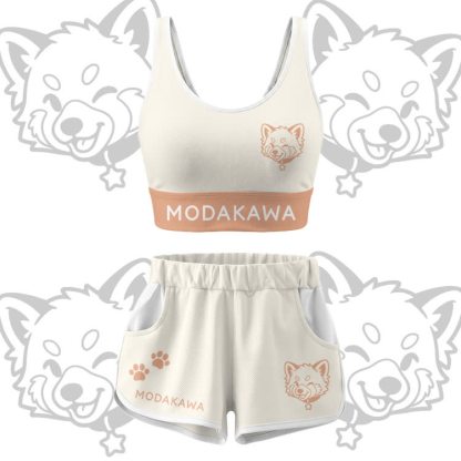 Wink Puppy Graphic Crop Tank Sport Top Shorts Bikini Modakawa Matching Outfit - Beige Set - 5XL - image 15